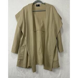 Fenini Fleece Open Front Cardigan Tan Women’s Size Large